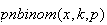 $pnbinom(x,k,p)$